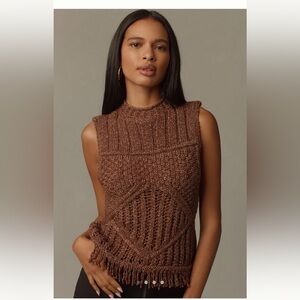 Pilcro Sleeveless Fringe Sweater (medium)